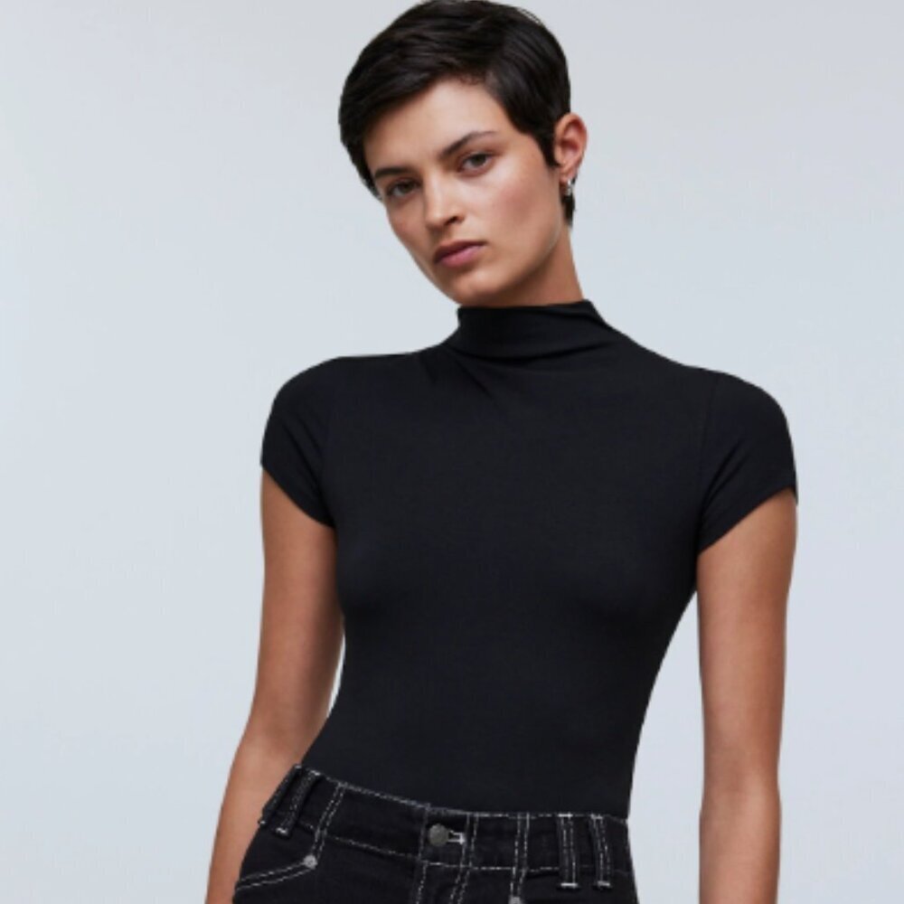 Madewell Mock Neck Muscle Tee Bodysuit NWT